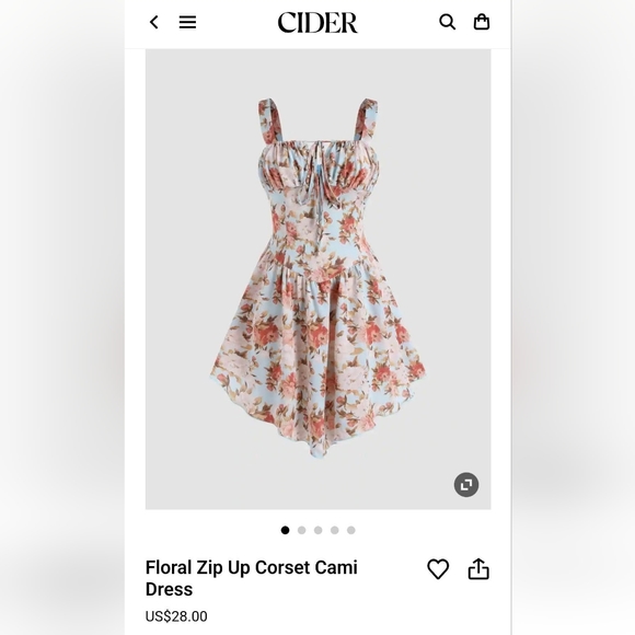 Size M Cider Floral Zip-Up Corset Cami Dress